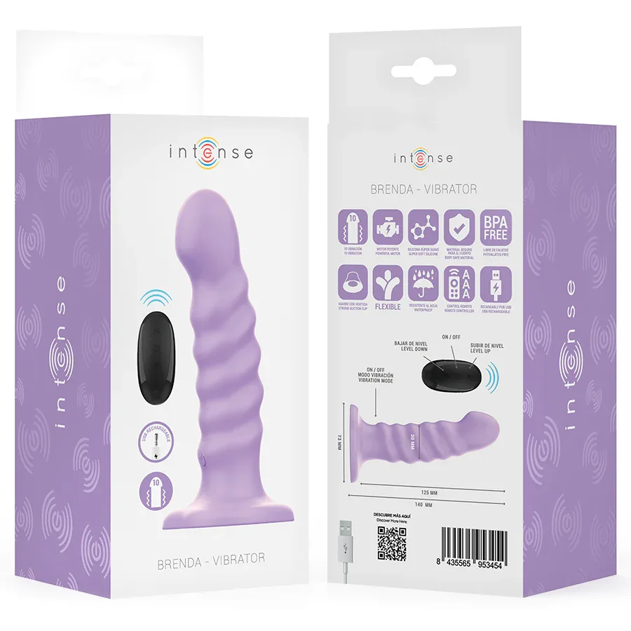 INTENSE - BRENDA VIBRATOR GRÖSSE M SPIRALENDESIGN 10 VIBRATIONEN LILA FERNBEDIENUNG - Vanelion Paradise