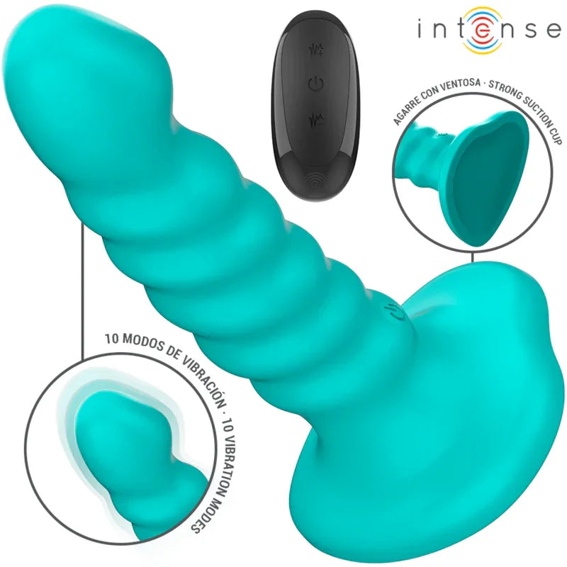 INTENSE - BUFFY VIBRATOR GRÖSSE S SPIRALE DESIGN 10 VIBRATIONEN BLAU FERNBEDIENUNG - Vanelion Paradise