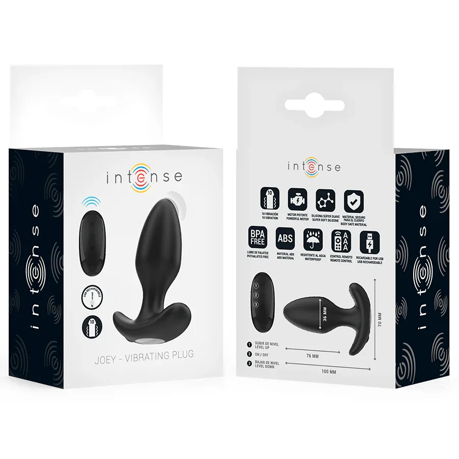 INTENSE - JOEY ANAL PLUG 10 VIBRATIONEN SCHWARZ FERNBEDIENUNG - Vanelion Paradise