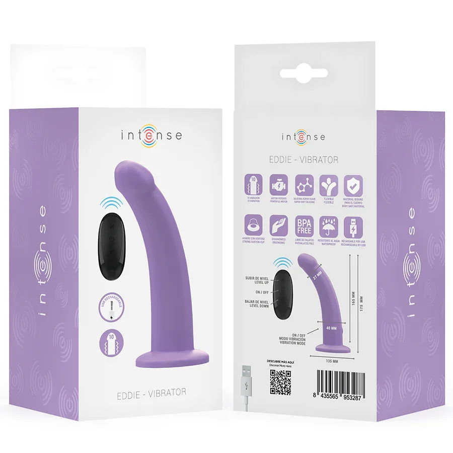INTENSE - EDDIE VIBRATOR 17,5 CM 10 VIBRATIONEN LILA FERNBEDIENUNG - Vanelion Paradise