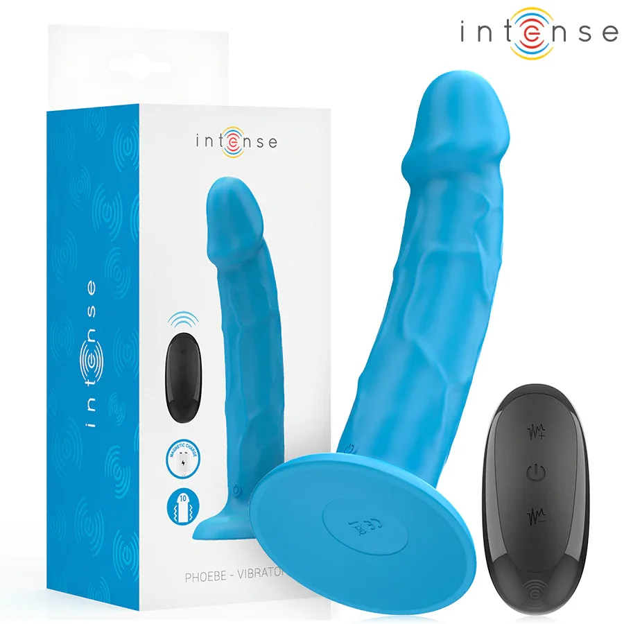 INTENSE - PHOEBE REALISTISCHER VIBRATOR 10 VIBRATIONEN BLAUE FERNBEDIENUNG - Vanelion Paradise
