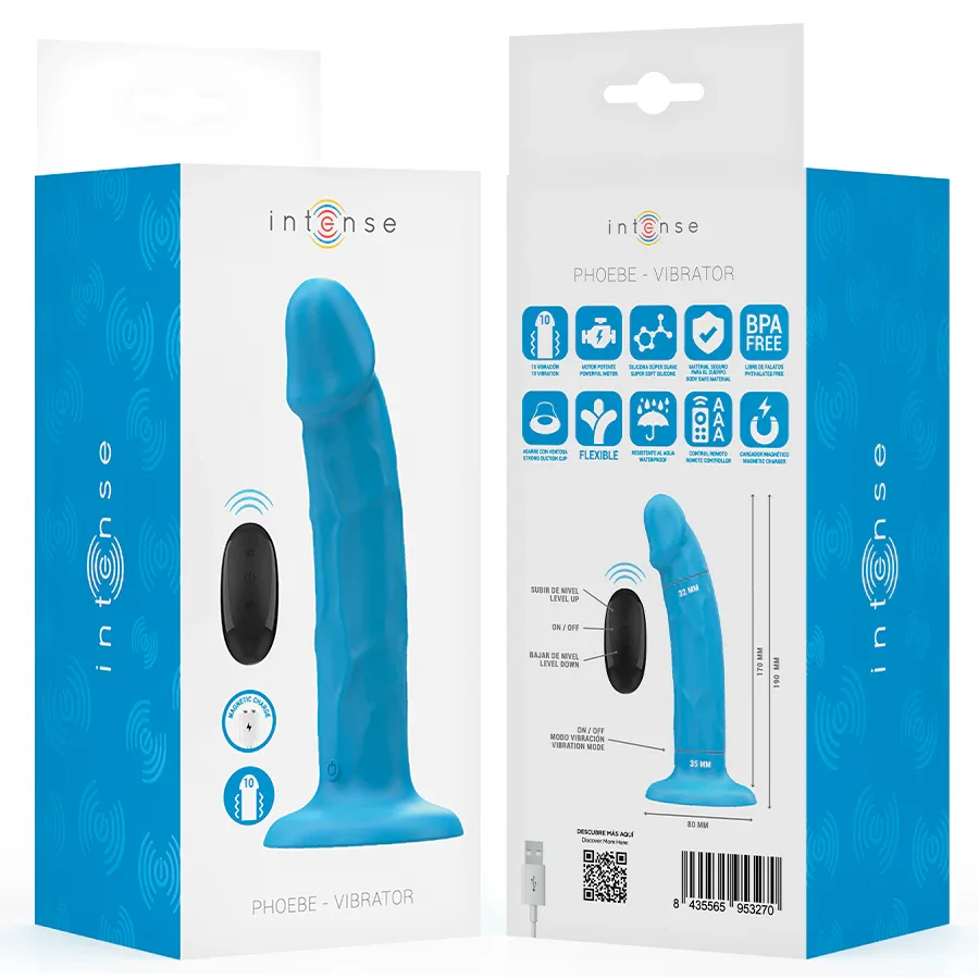 INTENSE - PHOEBE REALISTISCHER VIBRATOR 10 VIBRATIONEN BLAUE FERNBEDIENUNG - Vanelion Paradise