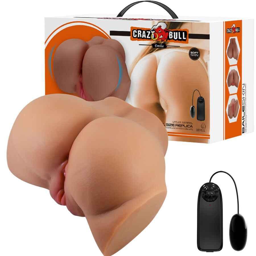 CRAZY BULL - EMILIA ASS VIBRATOR MIT REALISTISCHER VAGINA UND ANUS-FLEISCH-FERNBEDIENUNG - Vanelion Paradise