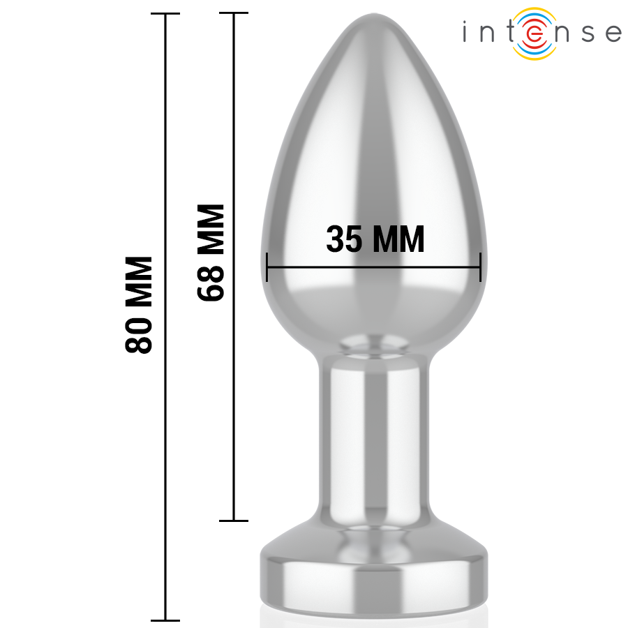 INTENSE - VIBRIERENDER ANALPLUG AUS METALL MIT LED-LEUCHTEN UND FERNBEDIENUNG - GRÖSSE S
