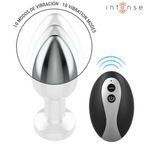 INTENSE - VIBRIERENDER ANALPLUG AUS METALL MIT LED-LEUCHTEN UND FERNBEDIENUNG - GRÖSSE M