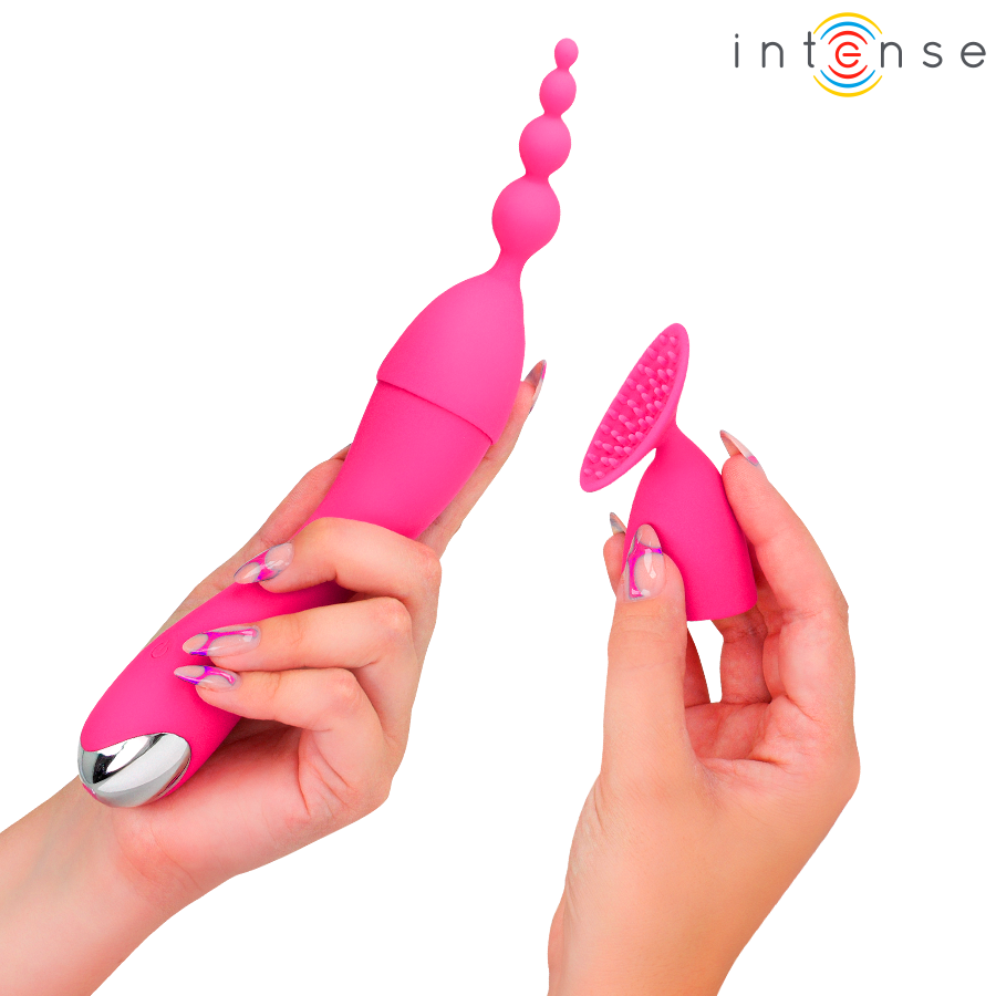 INTENSE - CHER VIBRATOR MIT 20 MUSTER UND AUSTAUSCHBAREN AUFSÄTZEN