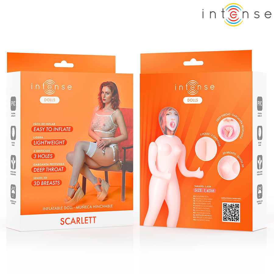 INTENSE DOLLS - AUFBLASBARE PUPPE SCARLETT MIT DREI ÖFFNUNGEN