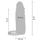 GET REAL – FEUCHTIGKEITSSPENDENDE SILIKON-VIBRATIONS-PENISHÜLLE IN KARAMELL, 16 CM