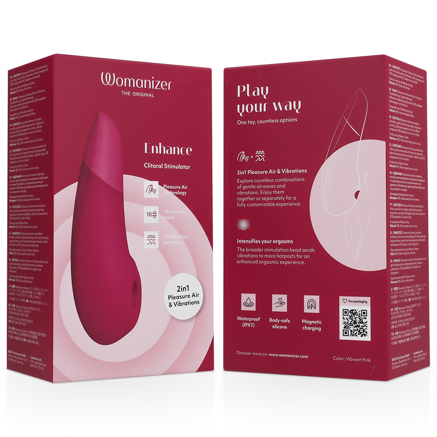 Womanizer Enhance Klitorisstimulator mit Pleasure Air & Vibration – Leuchtendes Pink