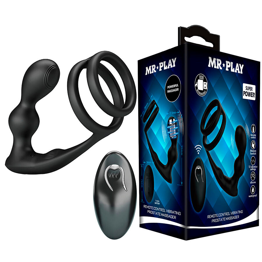 MR PLAY - VIBRIERENDER ANALPLUG MIT PENISRING UND FERNBEDIENUNG
