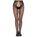 LEG AVENUE - 1966 NETZSTRUMPFHOSE MIT OFFENEM SCHRITT, SCHWARZ - EINHEITSGRÖSSE