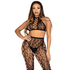 Leg Avenue 89372 – Netz-Set mit Crop-Top, Schwarz