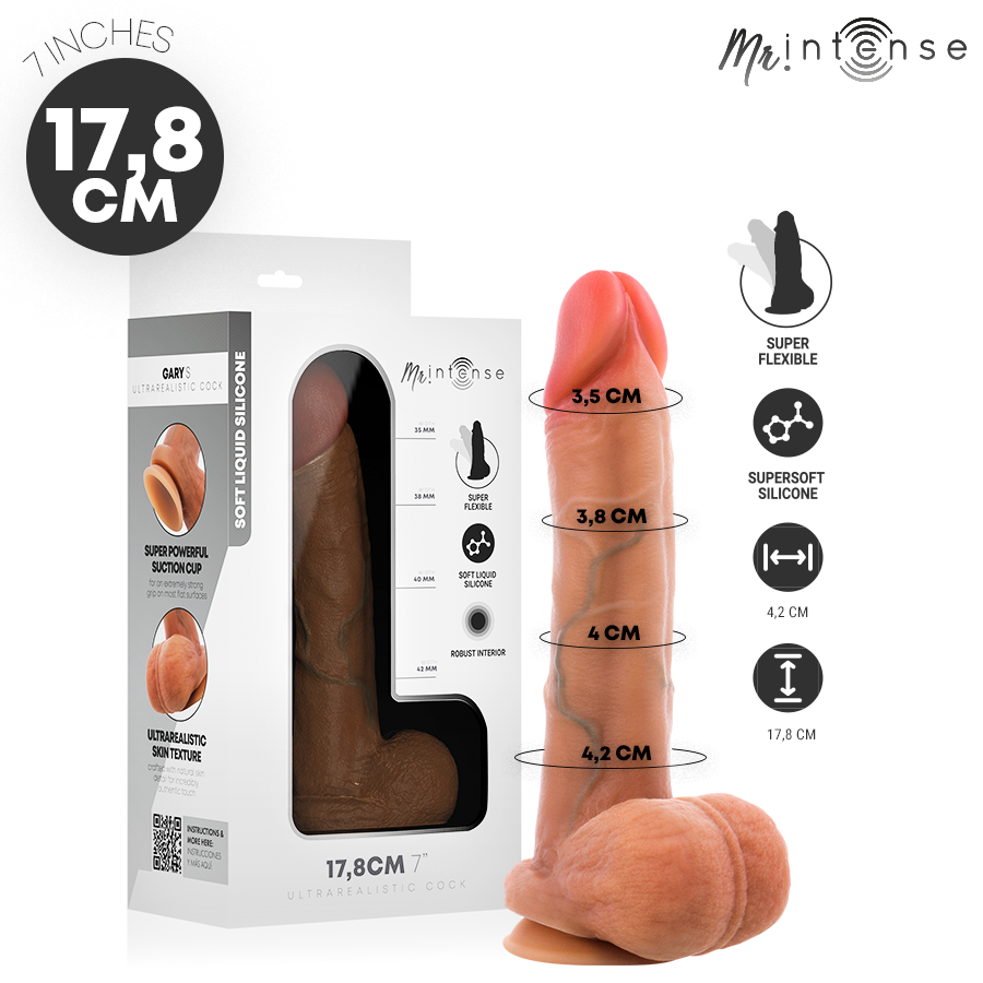 MR INTENSE – GARY S ULTRAREALISTISCHER SILIKON-PENIS MIT HODEN 17,8 CM – Ø – 4,2 CM