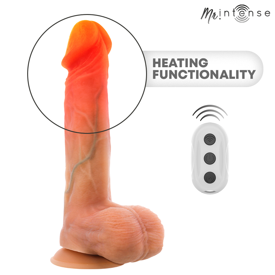 MR INTENSE - LOGAN VIBRATOR DILDO SILIKON MIT WÄRMEEFFEKT UND FERNBEDIENUNG 20 CM -Ø- 4,1 CM