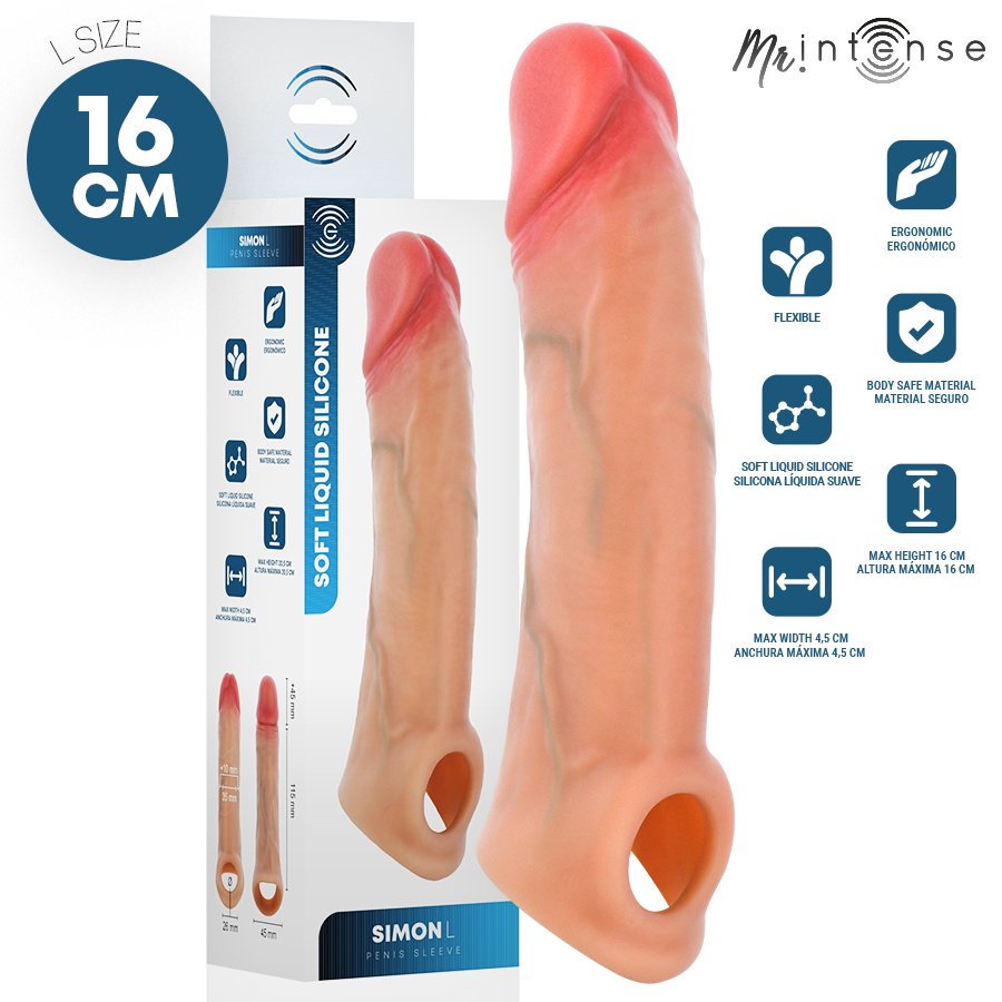 MR INTENSE - SIMON L SILIKON-PENISÜBERZUG 16 CM -Ø- 4,5 CM