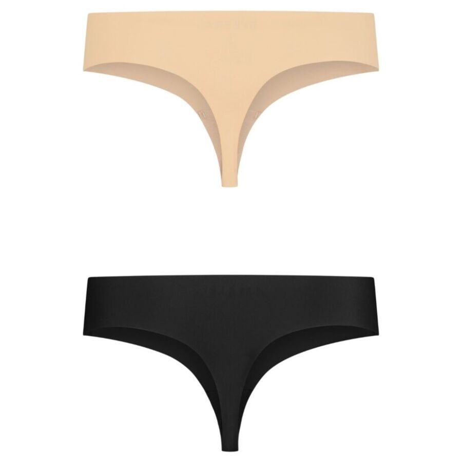 BYE-BRA - PACK 2 TANGAS INVISIBLES BEIGE Y NEGRO TALLA M