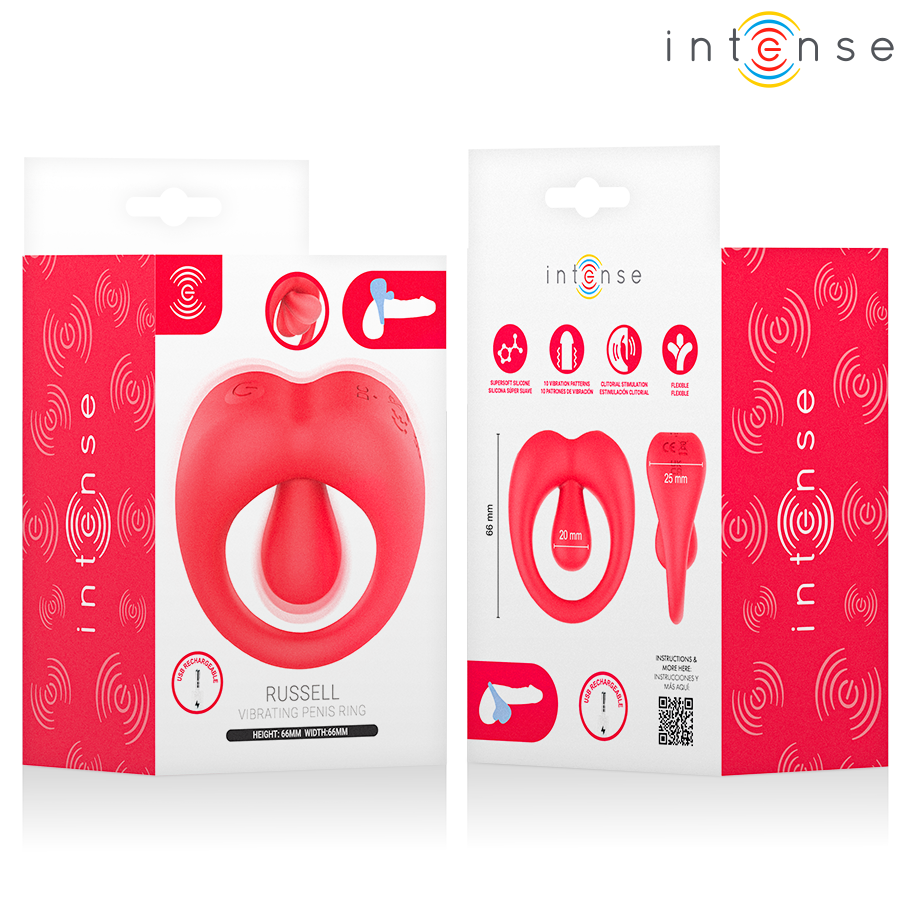 INTENSE - RUSSELL ANILLO VIBRADOR CON ESTIMULACIÓN DE CLÍTORIS ROJO