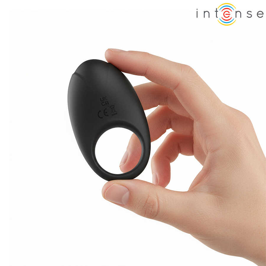 INTENSE - MERLOTTE ANILLO VIBRADOR CON ESTIMULACIÓN DE CLÍTORIS NEGRO