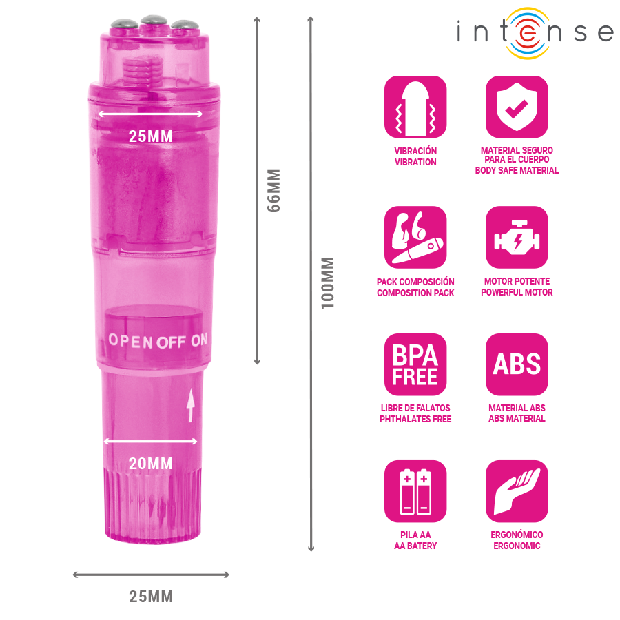 INTENSE Kurt Mini-Vibrator Pink mit 4 Wechselaufsätzen