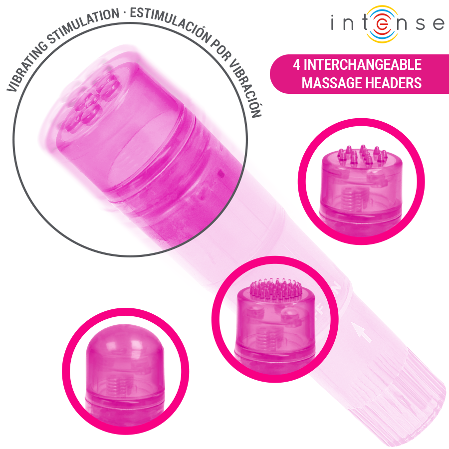 INTENSE Kurt Mini-Vibrator Pink mit 4 Wechselaufsätzen