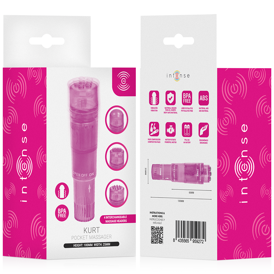 INTENSE Kurt Mini-Vibrator Pink mit 4 Wechselaufsätzen