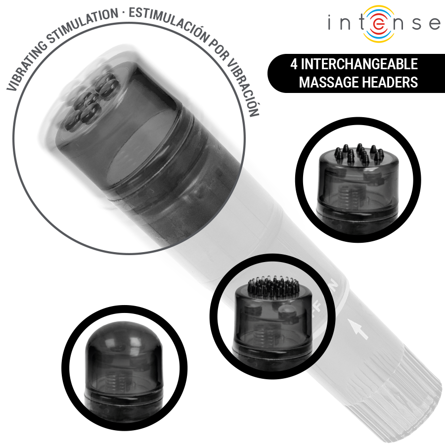 INTENSE Kurt Mini-Vibrator Schwarz – 4 austauschbare Aufsätze