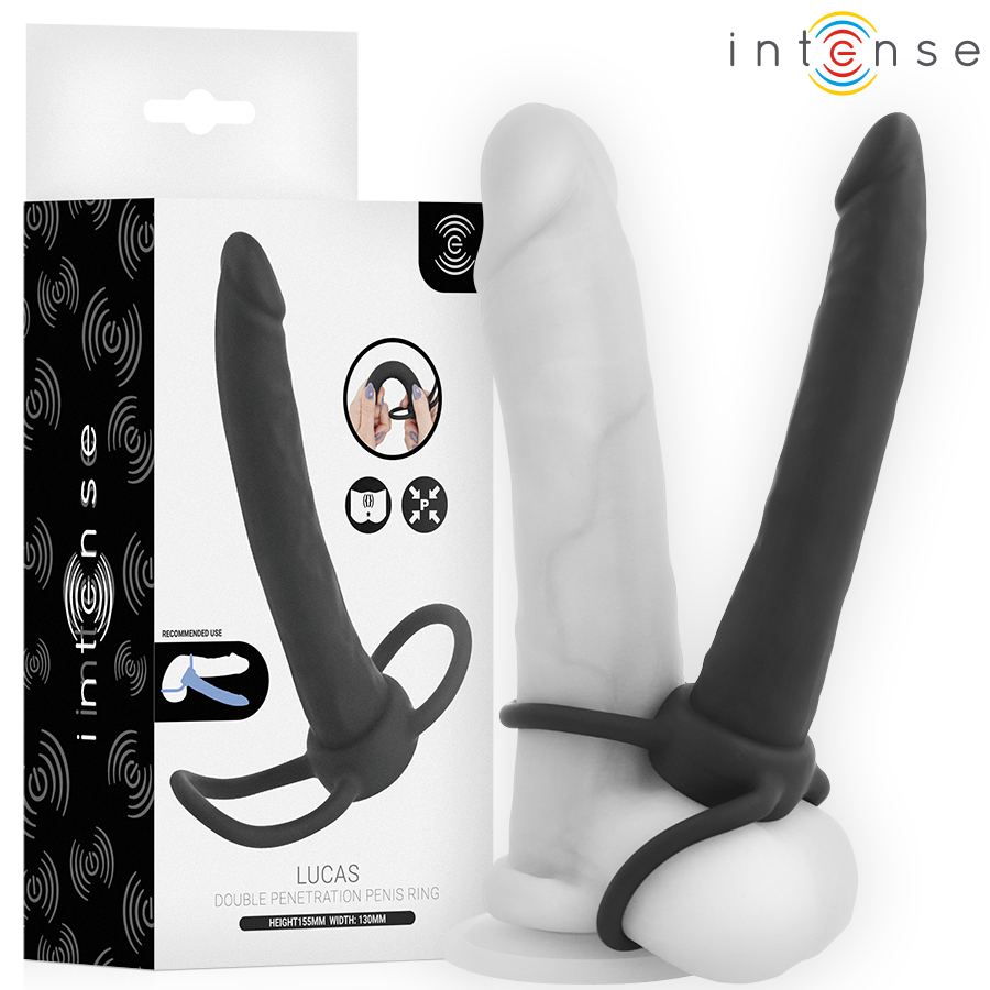 INTENSE Lucas schwarzer Analdildo mit integriertem Penis- und Hodenring