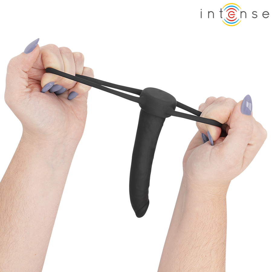 INTENSE Lucas Analdildo mit Penis- & Hodenring – Schwarz, 15,5 cm