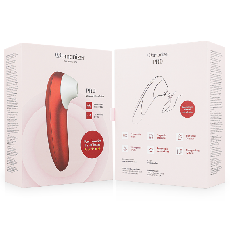 Womanizer Pro Klitorisstimulator mit Pleasure Air – Bordeaux