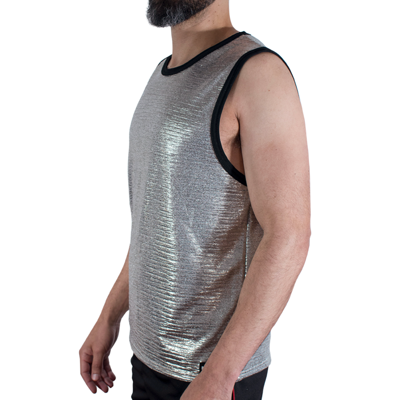MACHO - T-SHIRT MIT FEINEM GLITZER, GRÖSSE S/M