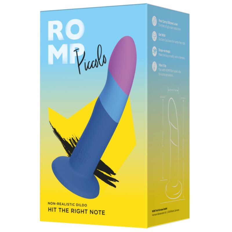 ROMP - PICCOLO SILIKONDILDO MIT DREIFARBIGEM SAUGAUFFANG 14 CM
