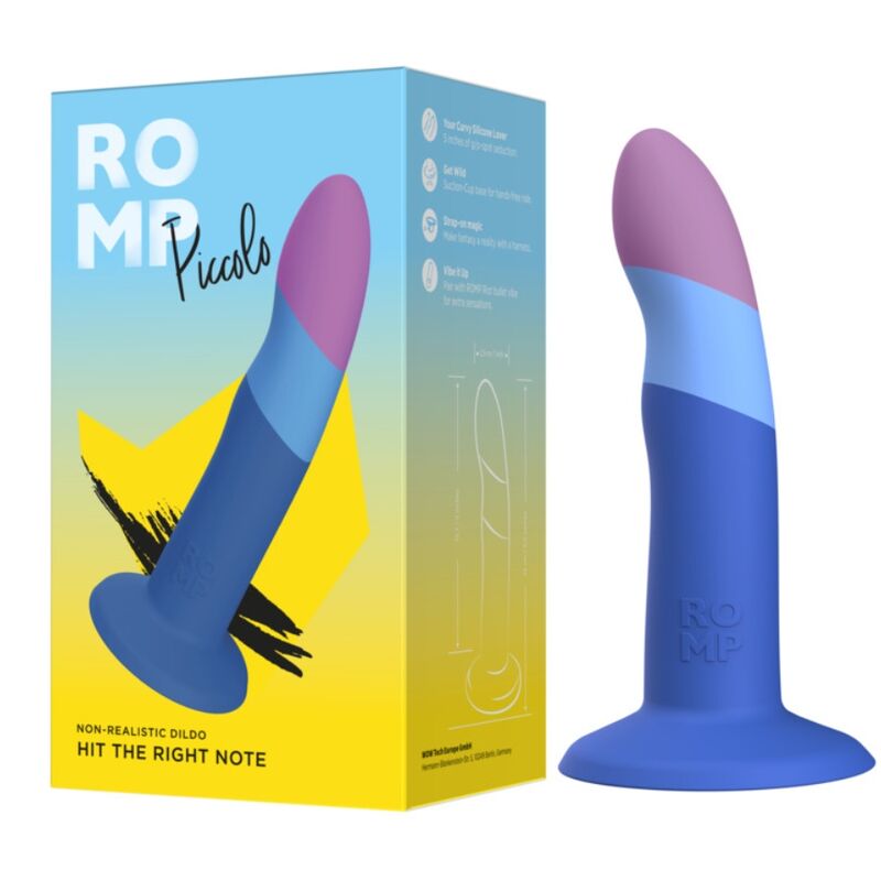 ROMP - PICCOLO SILIKONDILDO MIT DREIFARBIGEM SAUGAUFFANG 14 CM