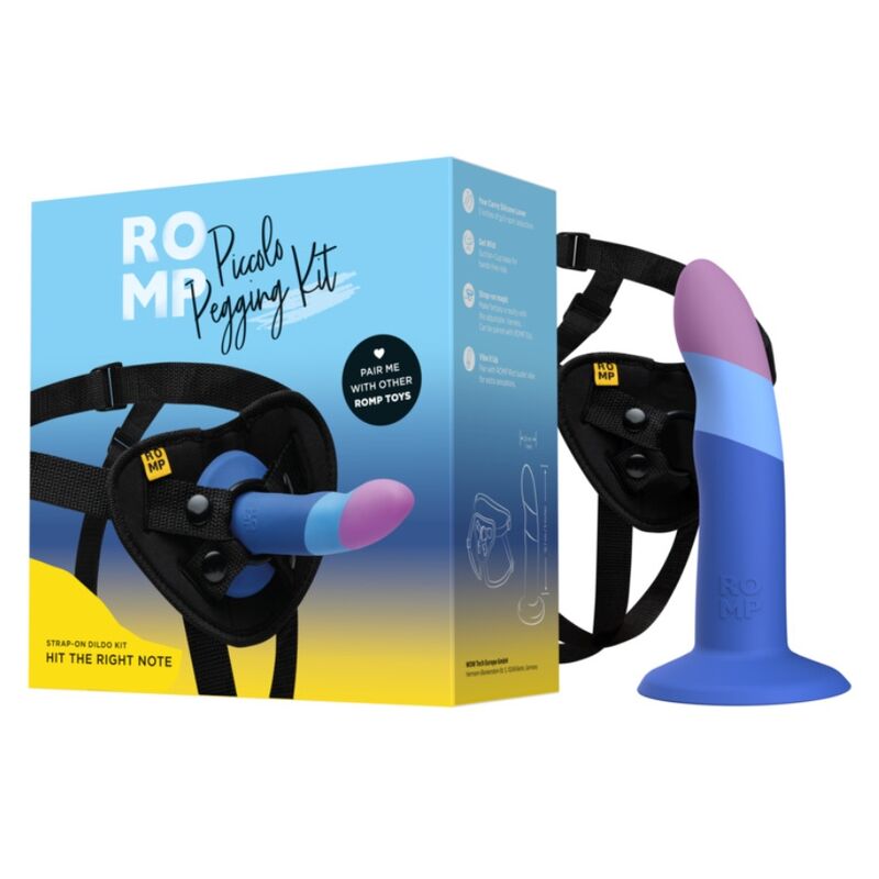 ROMP - PICCOLO SILIKONDILDO MIT DREIFARBIGEM SAUGAUFFANG 14 CM