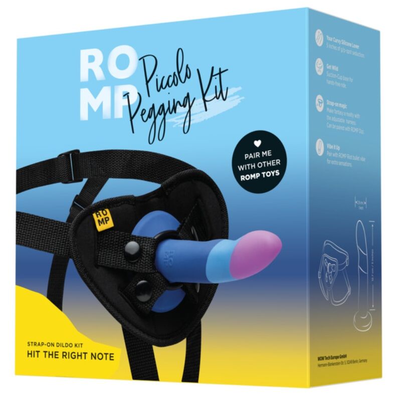 ROMP - PICCOLO SILIKONDILDO MIT DREIFARBIGEM SAUGAUFFANG 14 CM