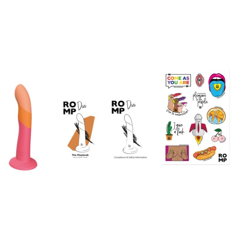 ROMP - DIZI Silikon-Dildo mit Saugnapf, dreifarbig, 18 cm