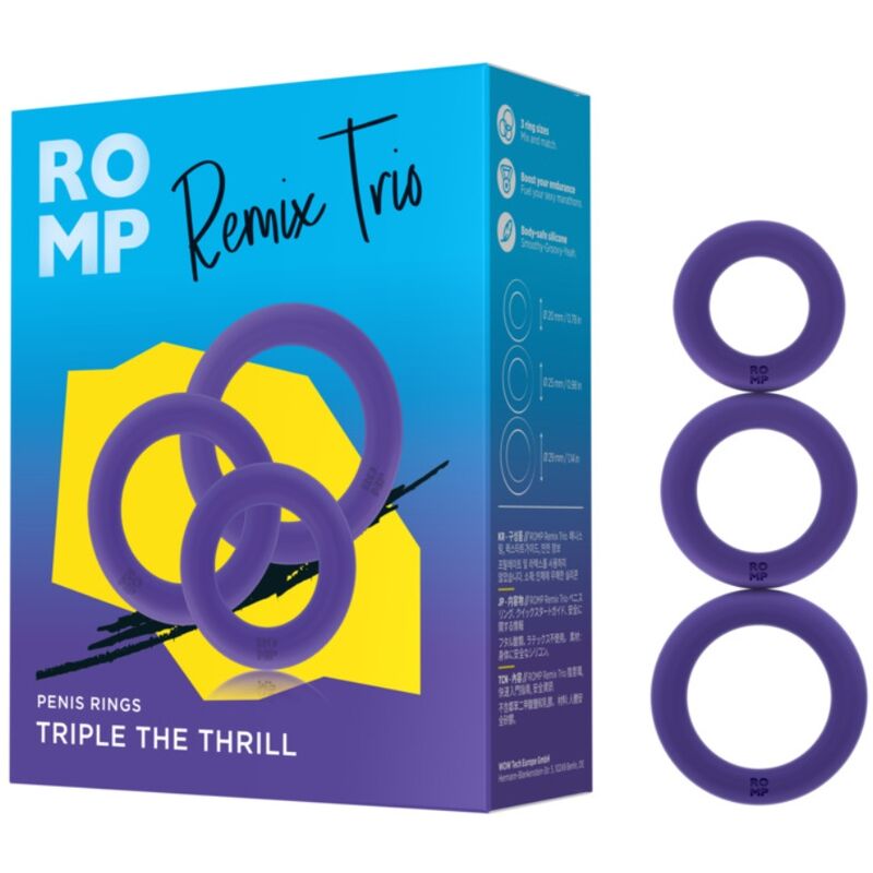 ROMP - REMIX TRIO SET MIT 3 LILA SILIKON-PENISRINGEN