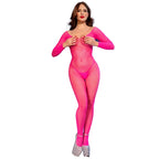 CHILIROSE - CR 4894 NEON PINK MESH BODYSTOCKING S/M