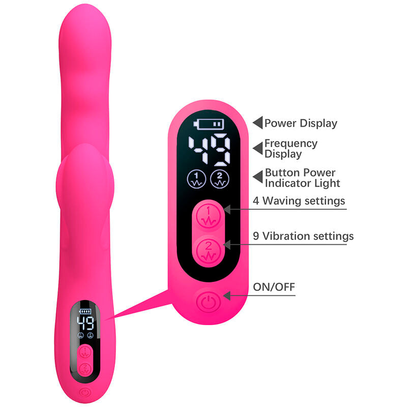 PRETTY LOVE - WINTERS MULTIFUNKTIONS-HASENVIBRATOR MIT LED-ANZEIGE, PINK