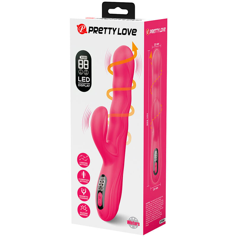 PRETTY LOVE - WINTERS MULTIFUNKTIONS-HASENVIBRATOR MIT LED-ANZEIGE, PINK