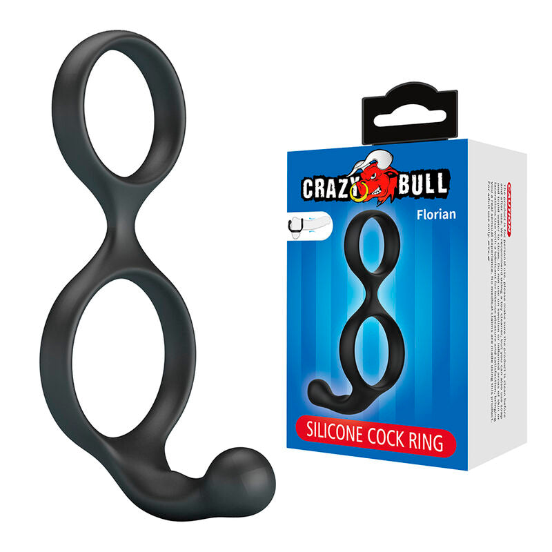 CRAZY BULL - FLORIANISCHER DOPPEL-HORN- UND HODENRING SCHWARZ