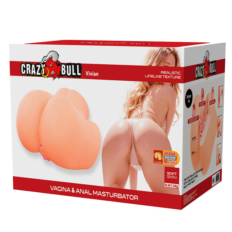 CRAZY BULL - VIVIAN DOPPELTER VAGINAL- UND ANALVIBRATIONSMASTURBATOR FLESH