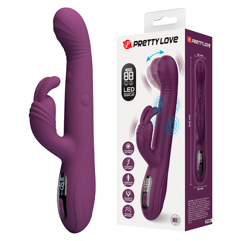 PRETTY LOVE - DEE MULTIFUNKTIONS-HASENVIBRATOR MIT OSZILLIERENDER UND PERKUSSIVER FUNKTION, LILA