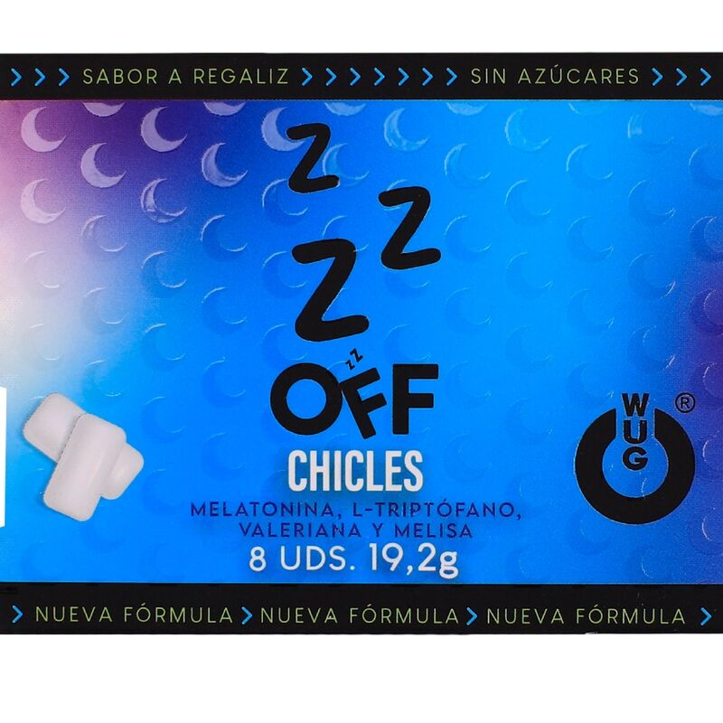 WUG Off – Der funktionelle Kaugummi für mehr Entspannung und besseren Schlaf. Blisterpackung mit 8 Packungen