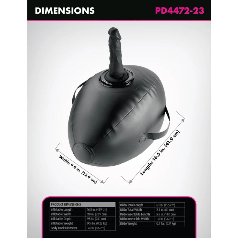 FETISH FANTASY SERIES - AUFBLASBARER LIEBESBALL MIT DILDO, SCHWARZ, 41,9 CM