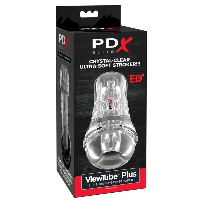 PDX ELITE – VIEWTUBE PLUS TRANSPARENTER STROKER MIT DURCHSICHT UND EZ-GRIP, 21 CM