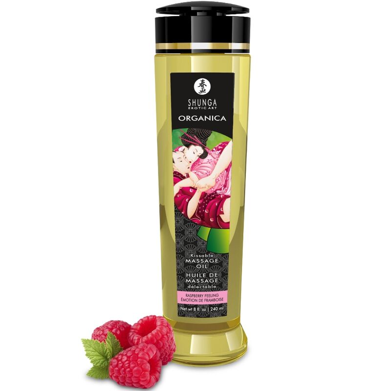 SHUNGA – BIO-MASSAGEÖL MIT HIMBEERDUFT, 240 ML
