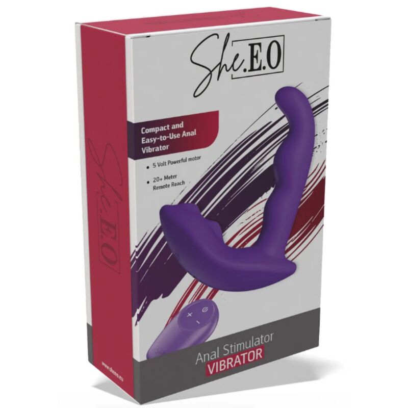 SHE.E.O – ROTIERENDER, VIBRIERENDER ANALSTIMULATOR MIT FERNBEDIENUNG – LILA