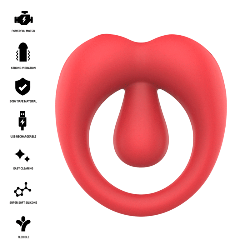 INTENSE - RUSSELL ANILLO VIBRADOR CON ESTIMULACIÓN DE CLÍTORIS ROJO