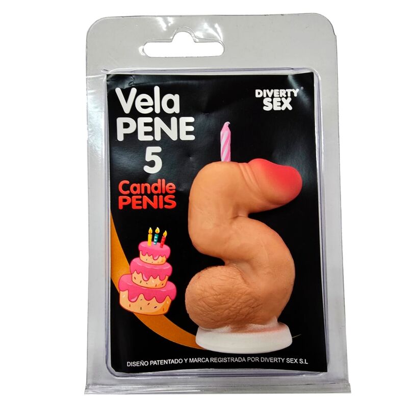 Diablo Picante Dekorationskerze Penisform Zahl 5 Hautton – Produktansicht 1