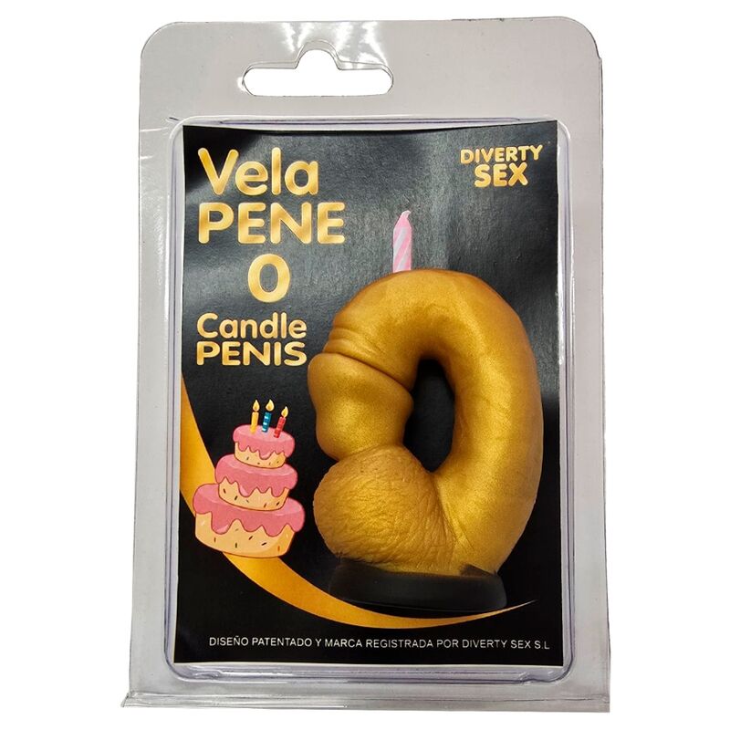 Diablo Picante Dekorationskerze Penisform Zahl 0 Gold – Produktansicht 1